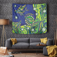 Cook Islands Language Week Tapestry Flying Fish 15 Stars Tribal Patterns DT05 Green - Polynesian Pride