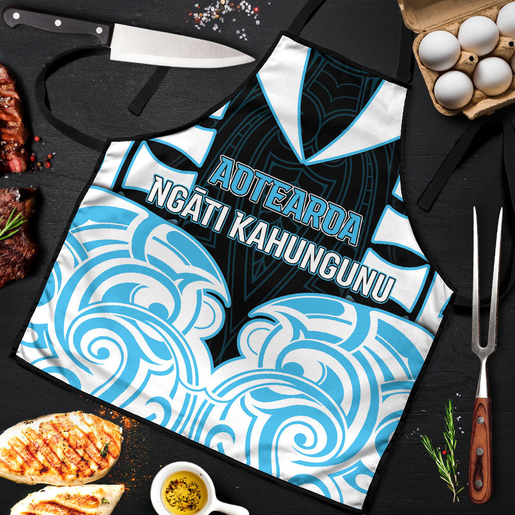Aotearoa Ngati Kahungunu Apron New Zealand Traditional Maori Pattern DT05 Blue - Polynesian Pride