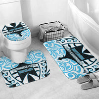 Aotearoa Ngati Kahungunu Bathroom Set New Zealand Traditional Maori Pattern DT05 Mat Set Only (3 pcs) One Size Blue - Polynesian Pride