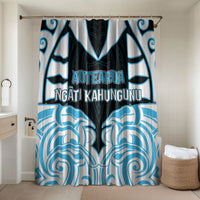 Aotearoa Ngati Kahungunu Bathroom Set New Zealand Traditional Maori Pattern DT05 Shower Curtain Only Blue - Polynesian Pride