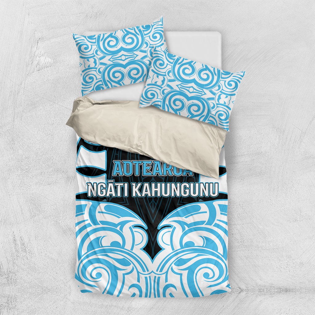 Aotearoa Ngati Kahungunu Bedding Set New Zealand Traditional Maori Pattern DT05 US Twin 172cm x 218cm Blue - Polynesian Pride