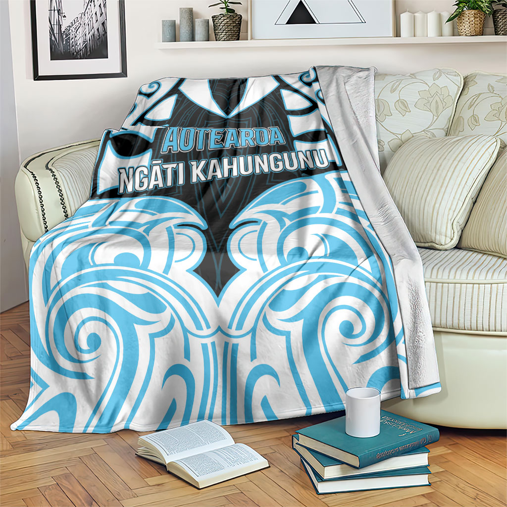 Aotearoa Ngati Kahungunu Blanket New Zealand Traditional Maori Pattern DT05 Blue - Polynesian Pride