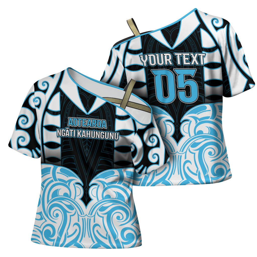 Custom Aotearoa Ngati Kahungunu Cross Shoulder Shirt New Zealand Traditional Maori Pattern DT05 - Polynesian Pride