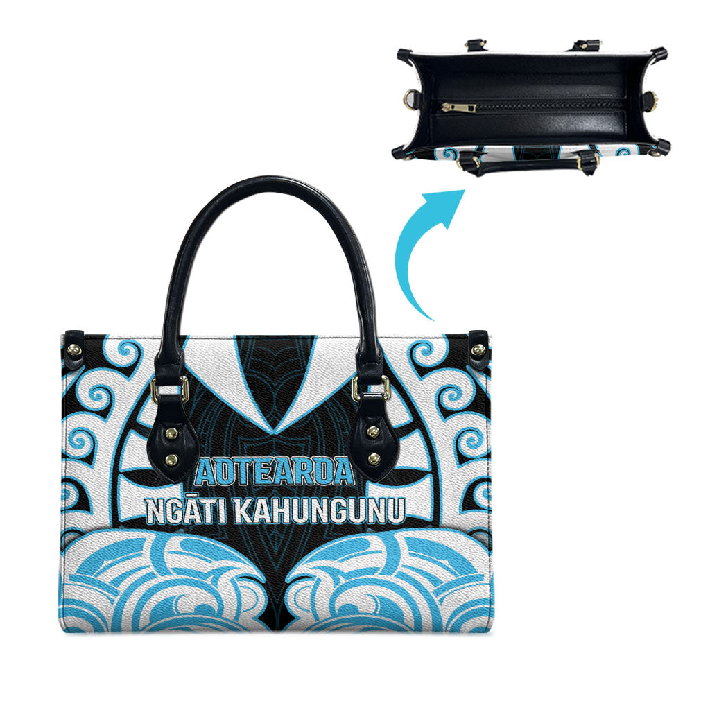 Aotearoa Ngati Kahungunu Leather Bag New Zealand Traditional Maori Pattern DT05 - Polynesian Pride