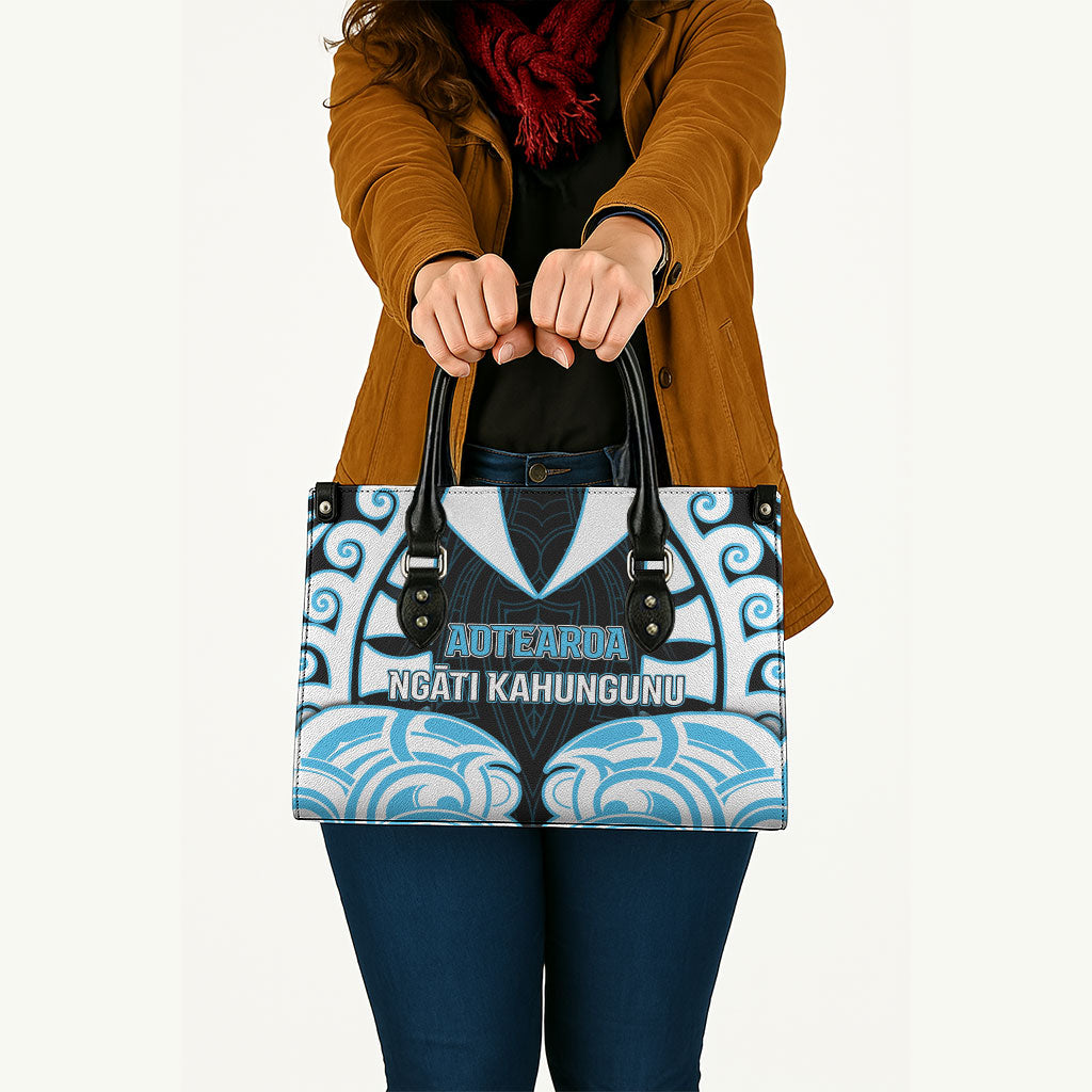 Aotearoa Ngati Kahungunu Leather Bag New Zealand Traditional Maori Pattern DT05 - Polynesian Pride