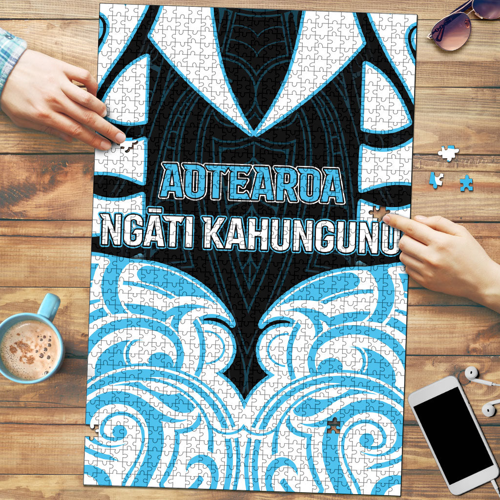 Aotearoa Ngati Kahungunu Puzzle New Zealand Traditional Maori Pattern DT05 Blue - Polynesian Pride