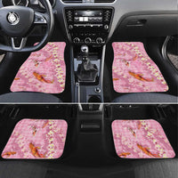 Pink Palaka Hawaiian And Japanese Car Mats Sakura Lei With Koi Fish DT05 Set 4pcs Pink - Polynesian Pride