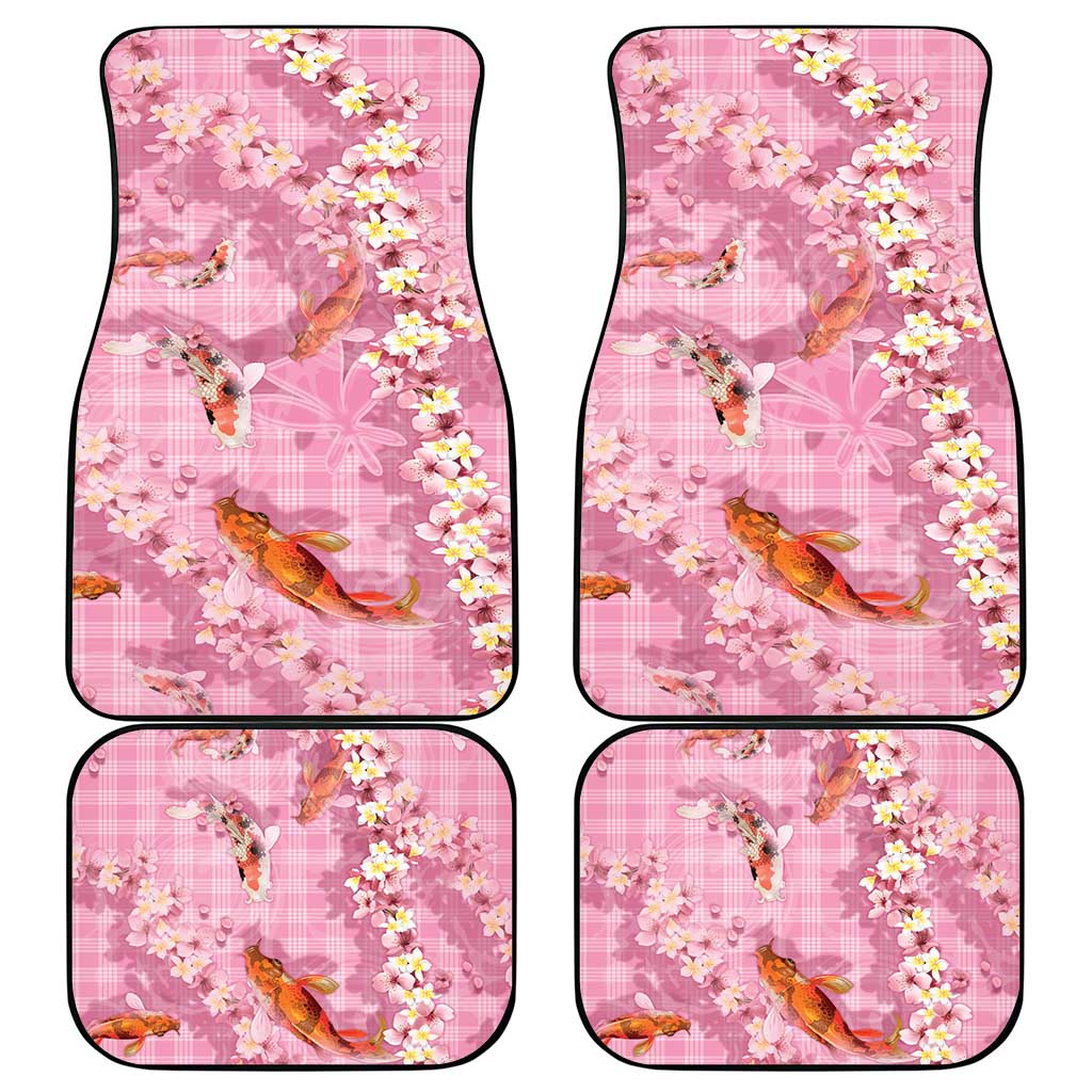 Pink Palaka Hawaiian And Japanese Car Mats Sakura Lei With Koi Fish DT05 - Polynesian Pride