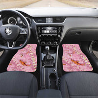 Pink Palaka Hawaiian And Japanese Car Mats Sakura Lei With Koi Fish DT05 Set 2pcs - Front Pink - Polynesian Pride