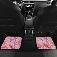 Pink Palaka Hawaiian And Japanese Car Mats Sakura Lei With Koi Fish DT05 Set 2pcs - Back Pink - Polynesian Pride