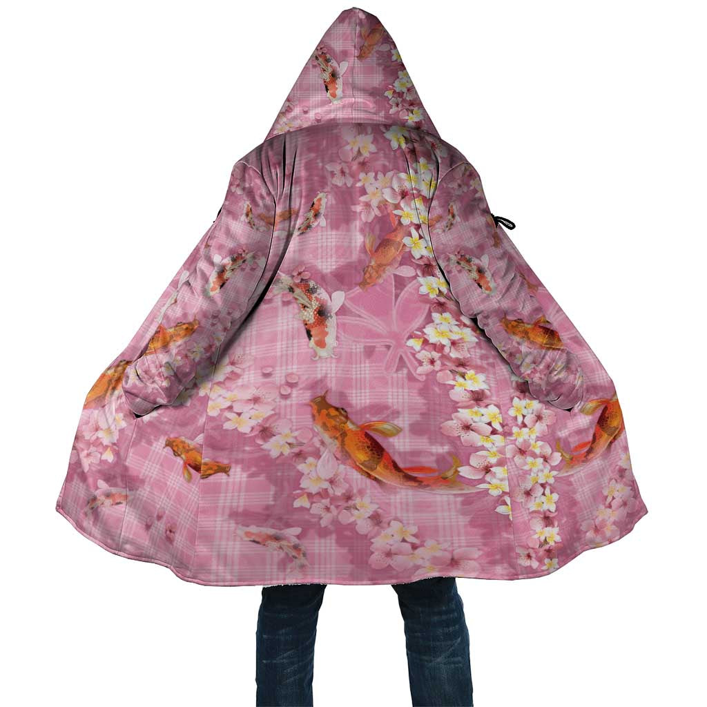 Pink Palaka Hawaiian And Japanese Cloak Sakura Lei With Koi Fish DT05 Unisex Pink - Polynesian Pride