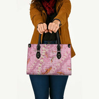 Pink Palaka Hawaiian And Japanese Leather Bag Sakura Lei With Koi Fish DT05 - Polynesian Pride