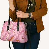 Pink Palaka Hawaiian And Japanese Leather Bag Sakura Lei With Koi Fish DT05 - Polynesian Pride