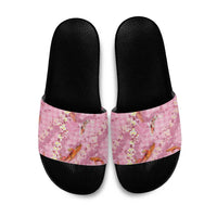 Pink Palaka Hawaiian And Japanese Slide Sandals Sakura Lei With Koi Fish DT05 Pink - Polynesian Pride