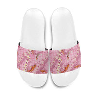 Pink Palaka Hawaiian And Japanese Slide Sandals Sakura Lei With Koi Fish DT05 Pink - Polynesian Pride