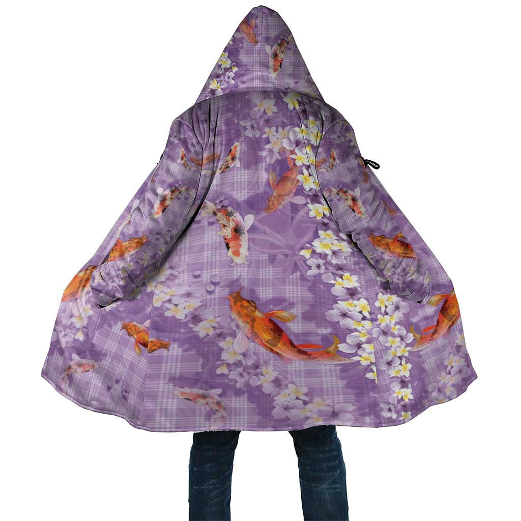 Purple Palaka Hawaiian And Japanese Cloak Sakura Lei With Koi Fish DT05 Unisex Purple - Polynesian Pride