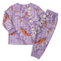 Purple Palaka Hawaiian and Japanese Christmas Pajama Set - Sakura Lei With Koi Fish DT05 - Polynesian Pride