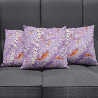 Purple Palaka Hawaiian And Japanese Pillow Cover Sakura Lei With Koi Fish DT05 - Polynesian Pride