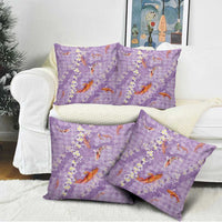 Purple Palaka Hawaiian And Japanese Pillow Cover Sakura Lei With Koi Fish DT05 - Polynesian Pride