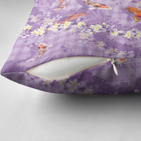 Purple Palaka Hawaiian And Japanese Pillow Cover Sakura Lei With Koi Fish DT05 - Polynesian Pride