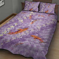 Purple Palaka Hawaiian And Japanese Quilt Bed Set Sakura Lei With Koi Fish DT05 - Polynesian Pride