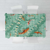 Green Palaka Hawaiian And Japanese Tablecloth Sakura Lei With Koi Fish DT05 Green - Polynesian Pride