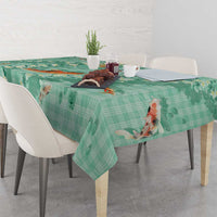 Green Palaka Hawaiian And Japanese Tablecloth Sakura Lei With Koi Fish DT05 - Polynesian Pride