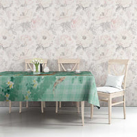 Green Palaka Hawaiian And Japanese Tablecloth Sakura Lei With Koi Fish DT05 - Polynesian Pride