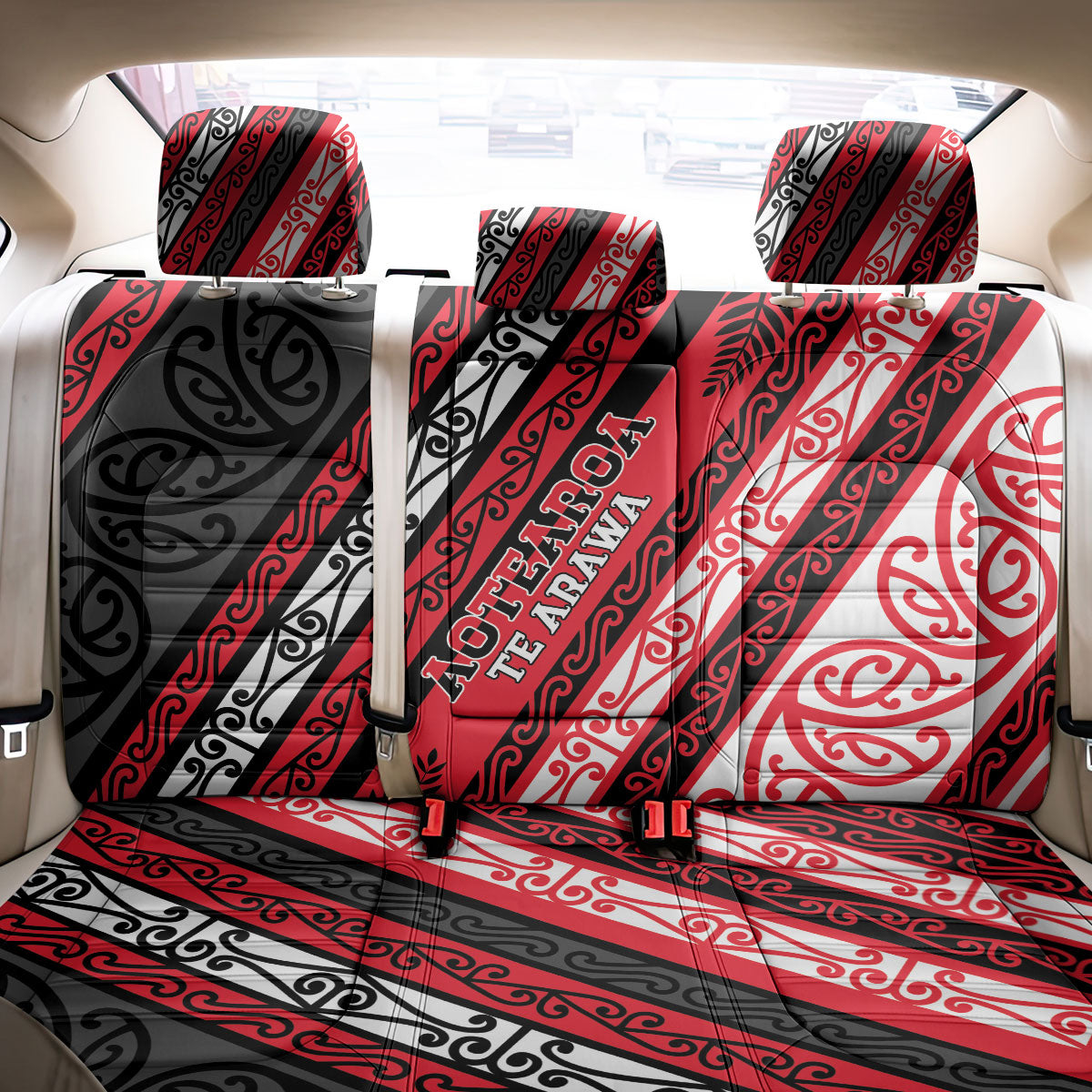 Aotearoa Te Arawa Back Car Seat Cover New Zealand Maori Tribal Fern Pattern DT05 - Polynesian Pride