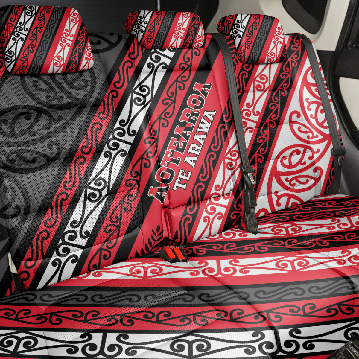 Aotearoa Te Arawa Back Car Seat Cover New Zealand Maori Tribal Fern Pattern DT05 - Polynesian Pride