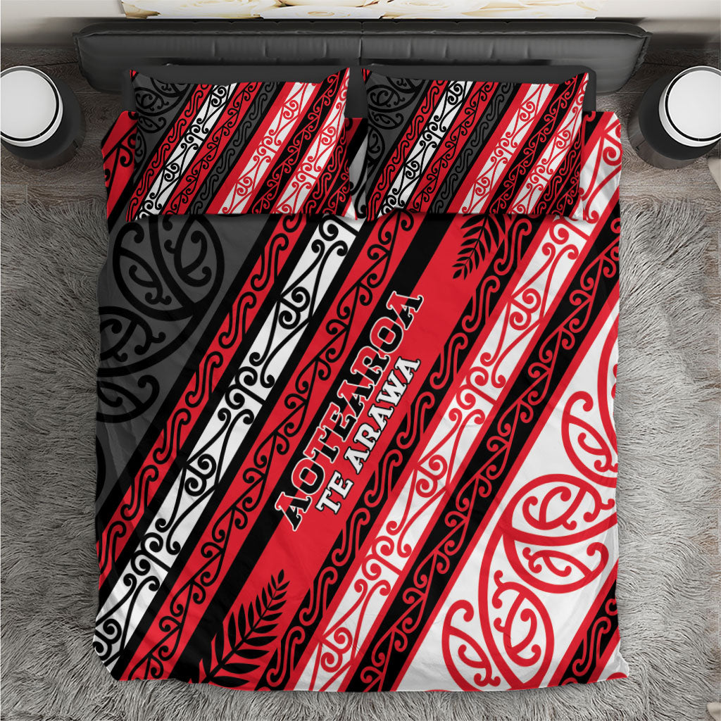 Aotearoa Te Arawa Bedding Set New Zealand Maori Tribal Fern Pattern DT05 Red - Polynesian Pride