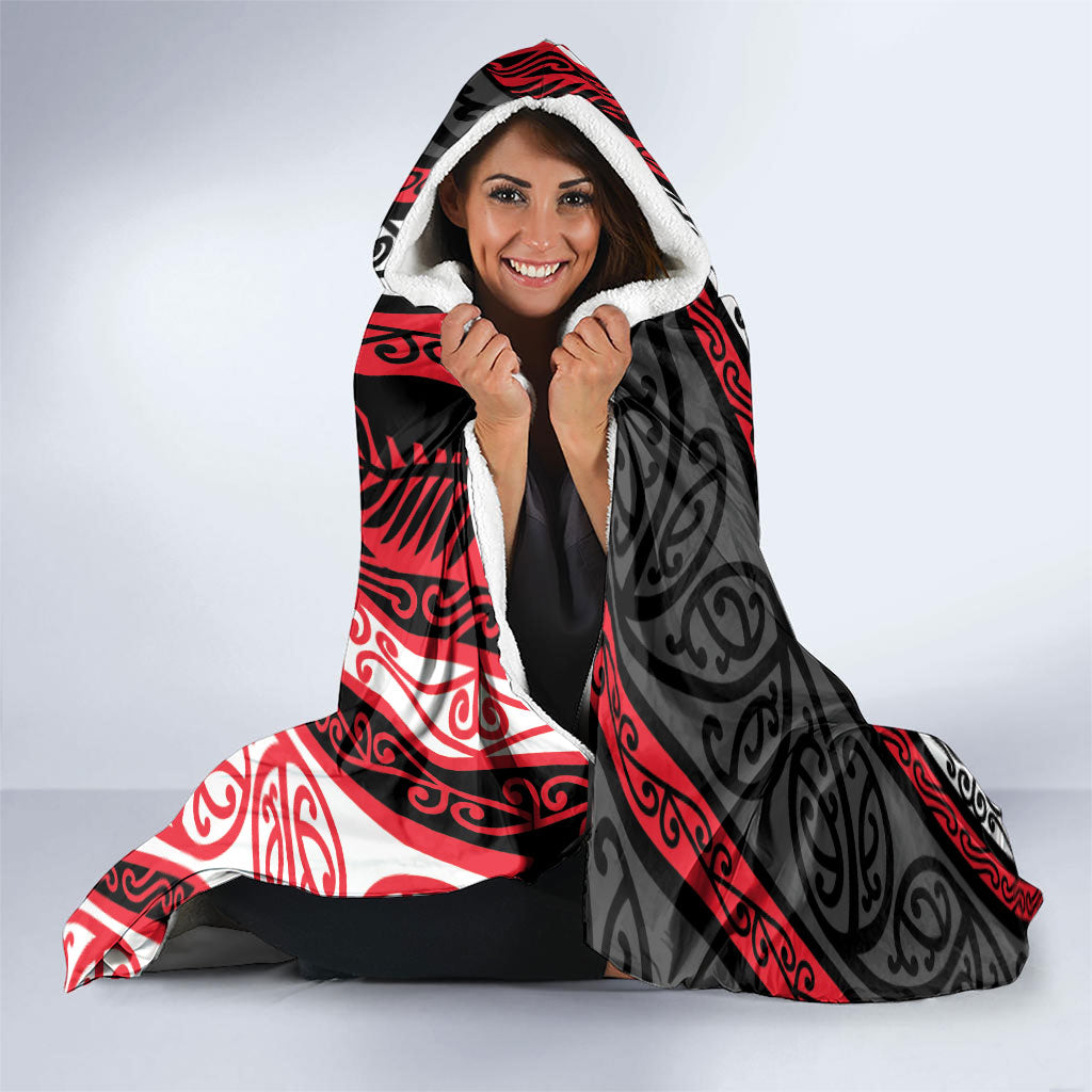 Aotearoa Te Arawa Hooded Blanket New Zealand Maori Tribal Fern Pattern DT05 - Polynesian Pride