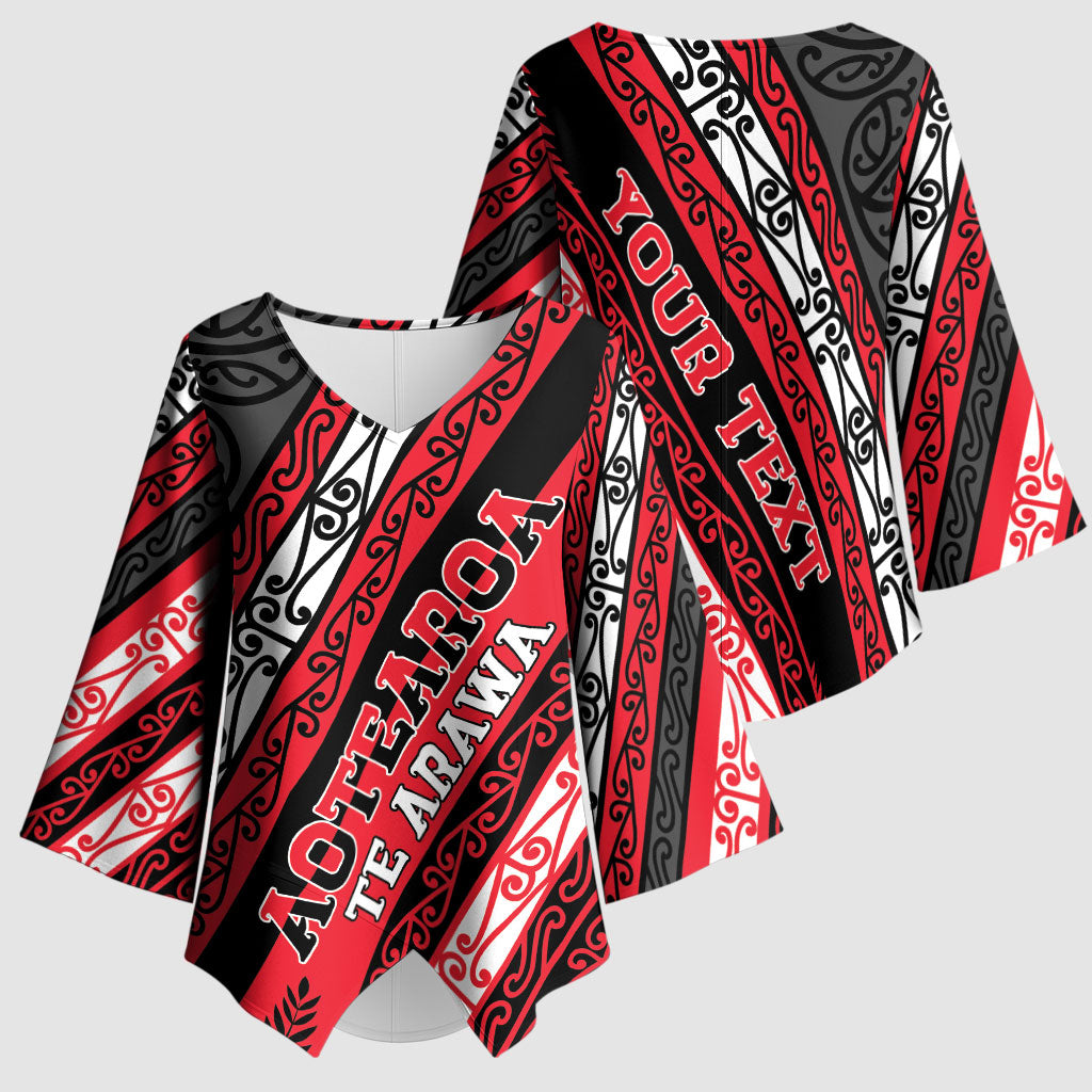 Personalised Aotearoa Te Arawa Kimono Sleeve Blouse New Zealand Maori Tribal Fern Pattern DT05 - Polynesian Pride
