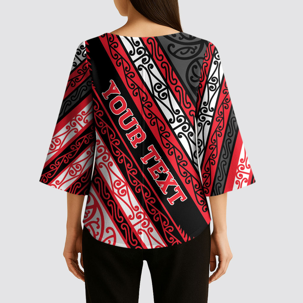 Personalised Aotearoa Te Arawa Kimono Sleeve Blouse New Zealand Maori Tribal Fern Pattern DT05 - Polynesian Pride