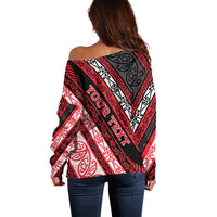 Personalised Aotearoa Te Arawa Off Shoulder Sweater New Zealand Maori Tribal Fern Pattern DT05 - Polynesian Pride