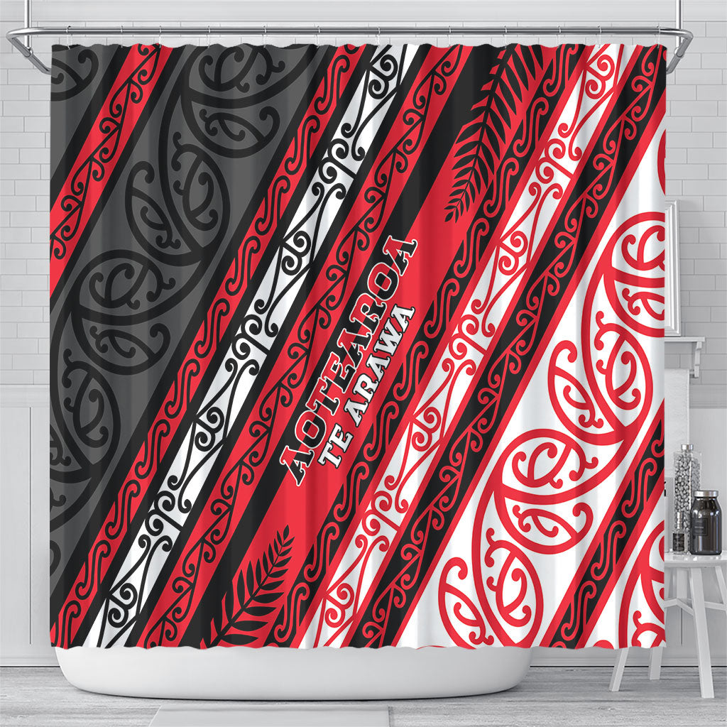 Aotearoa Te Arawa Shower Curtain New Zealand Maori Tribal Fern Pattern DT05 - Polynesian Pride