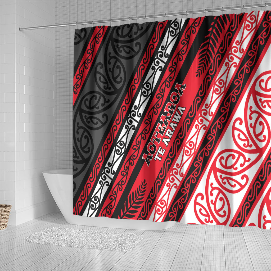 Aotearoa Te Arawa Shower Curtain New Zealand Maori Tribal Fern Pattern DT05 - Polynesian Pride
