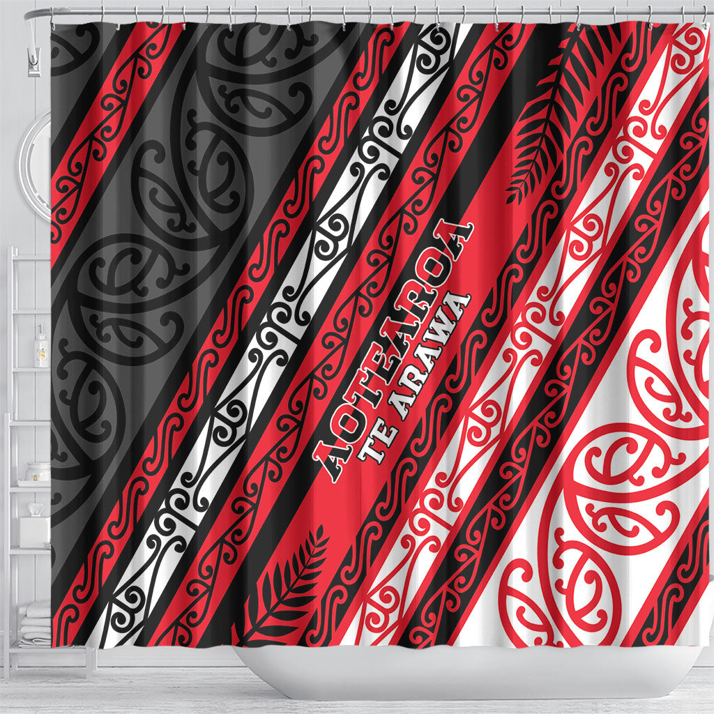 Aotearoa Te Arawa Shower Curtain New Zealand Maori Tribal Fern Pattern DT05 - Polynesian Pride