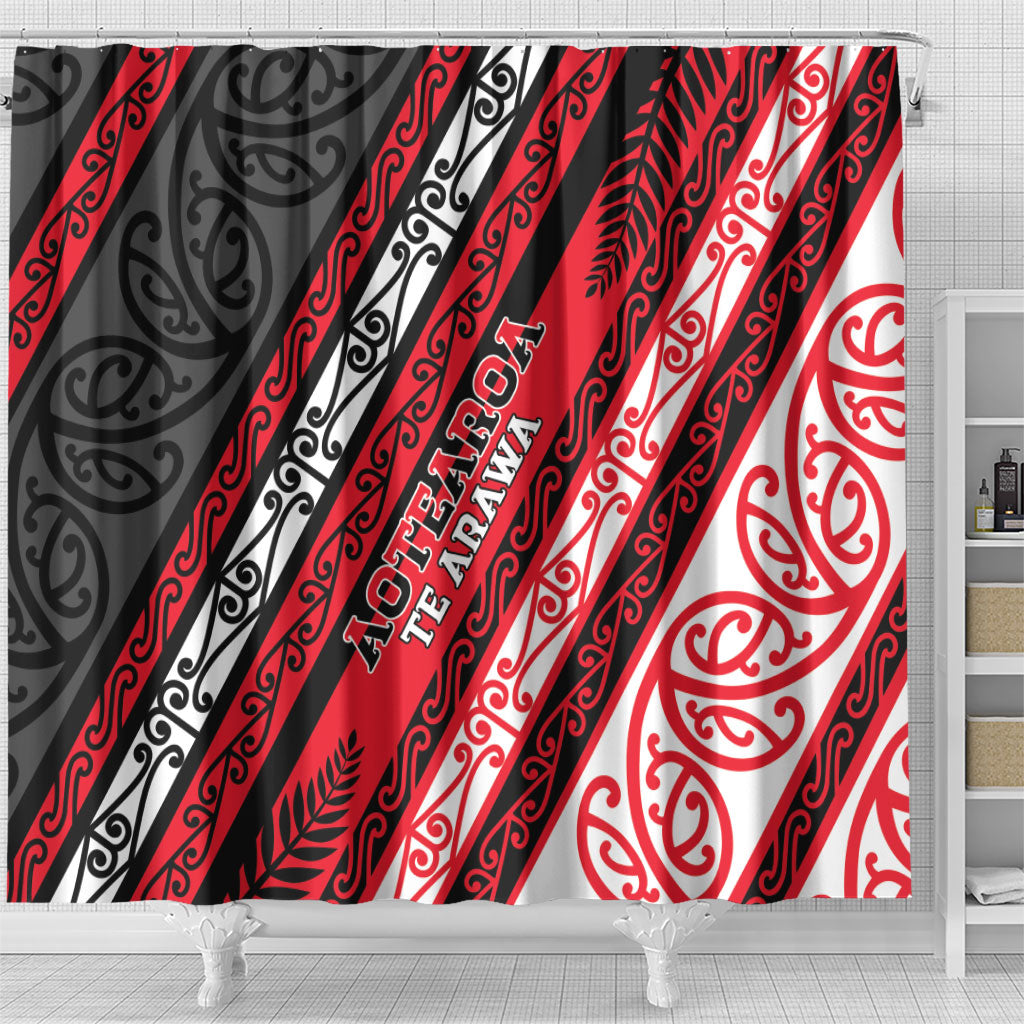 Aotearoa Te Arawa Shower Curtain New Zealand Maori Tribal Fern Pattern DT05 - Polynesian Pride