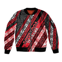 Personalised Aotearoa Te Arawa Sleeve Zip Bomber Jacket New Zealand Maori Tribal Fern Pattern DT05 Unisex Red - Polynesian Pride