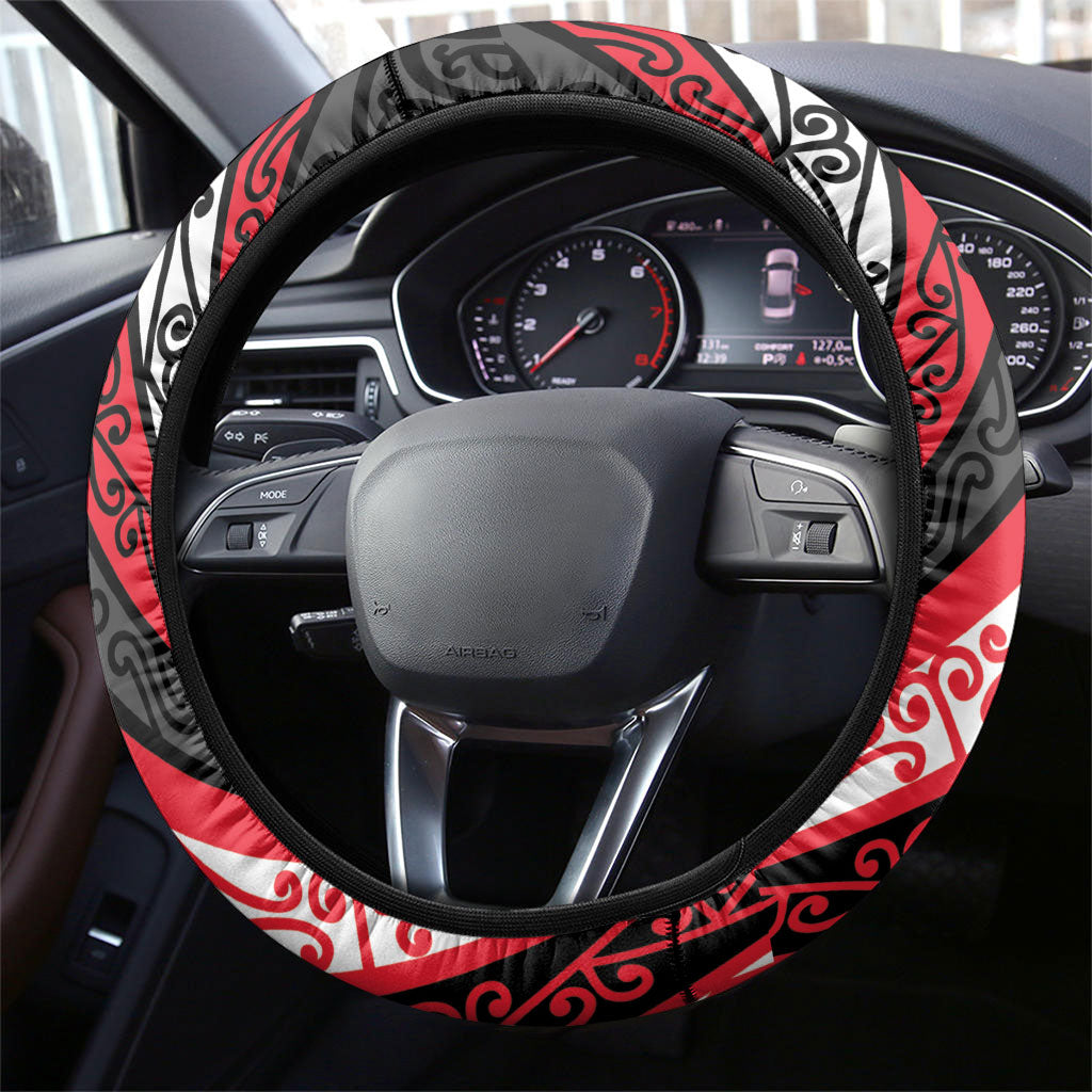 Aotearoa Te Arawa Steering Wheel Cover New Zealand Maori Tribal Fern Pattern DT05 - Polynesian Pride