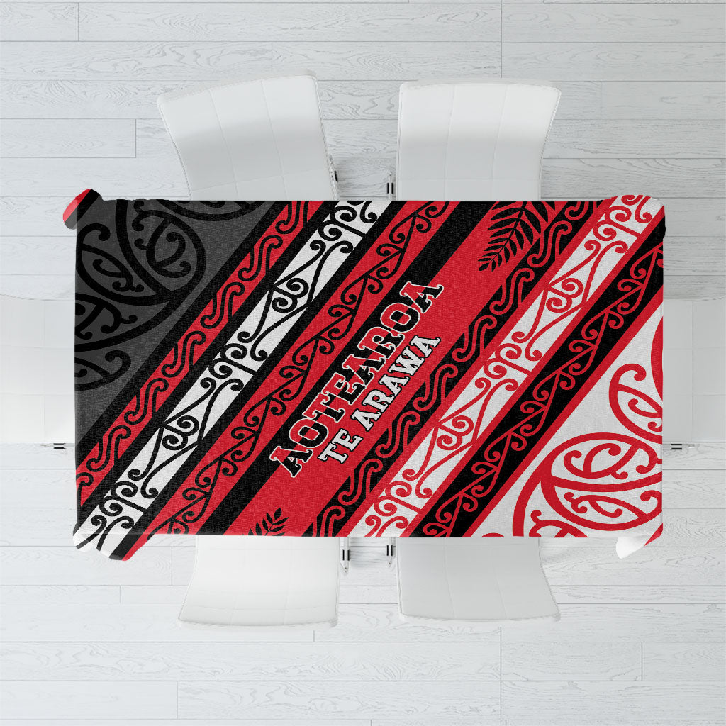 Aotearoa Te Arawa Tablecloth New Zealand Maori Tribal Fern Pattern DT05 Red - Polynesian Pride