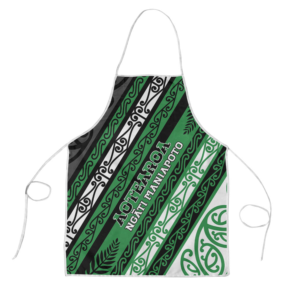 Aotearoa Ngati Maniapoto Apron New Zealand Maori Tribal Fern Pattern DT05 Green - Polynesian Pride