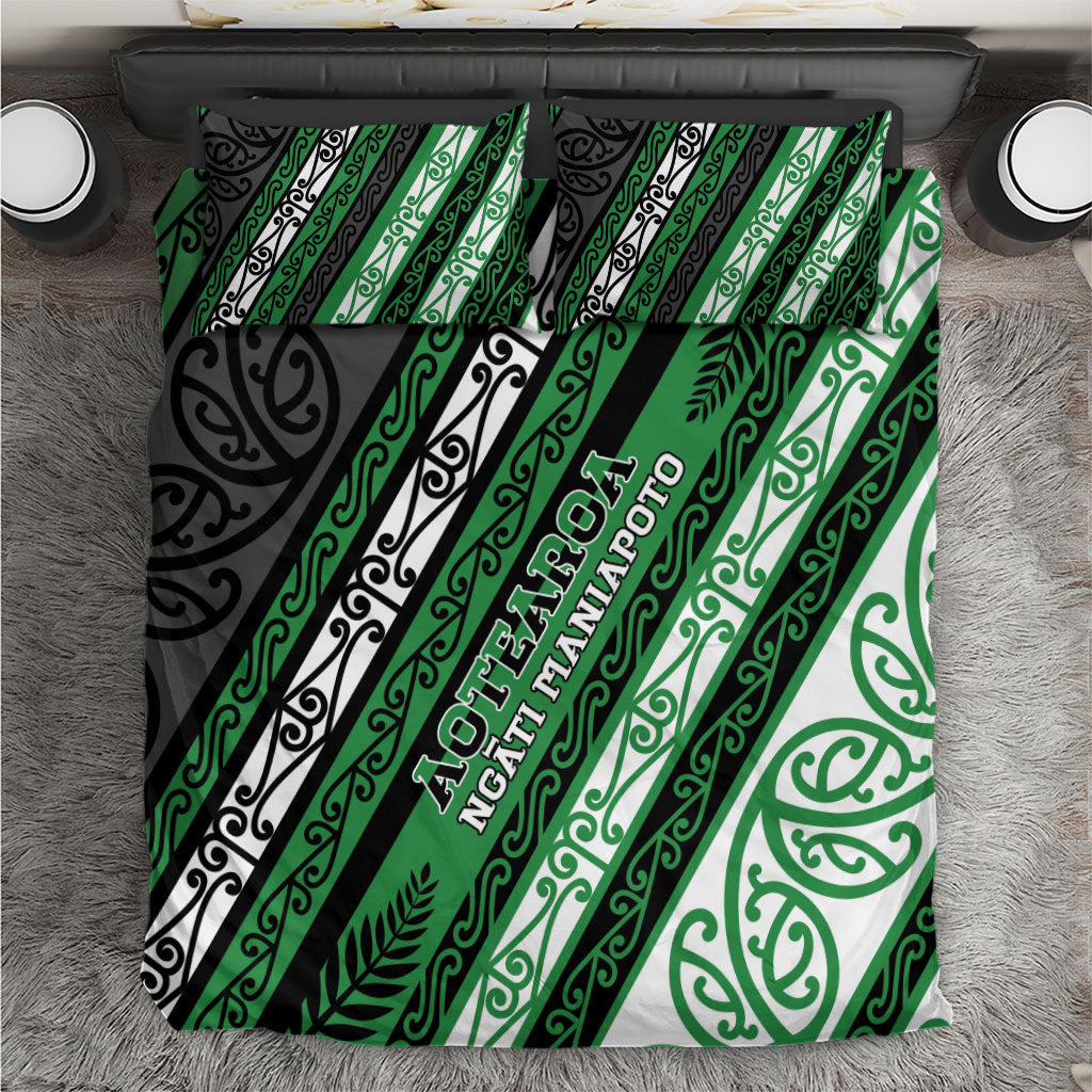 Aotearoa Ngati Maniapoto Bedding Set New Zealand Maori Tribal Fern Pattern DT05 Green - Polynesian Pride