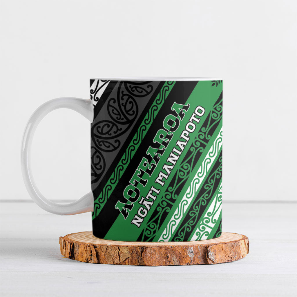 Personalised Aotearoa Ngati Maniapoto Ceramic Mug New Zealand Maori Tribal Fern Pattern DT05 Green - Polynesian Pride