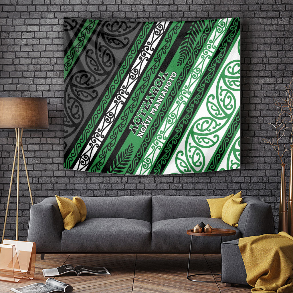 Aotearoa Ngati Maniapoto Tapestry New Zealand Maori Tribal Fern Pattern DT05 Green - Polynesian Pride
