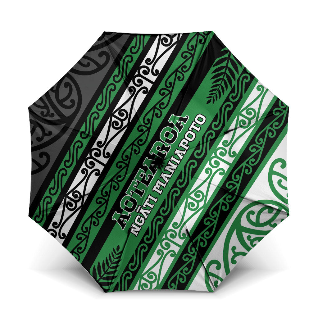 Aotearoa Ngati Maniapoto Umbrella New Zealand Maori Tribal Fern Pattern DT05 One Size Folded 11.42 inch Opened Diameter 37.4 inch Green - Polynesian Pride