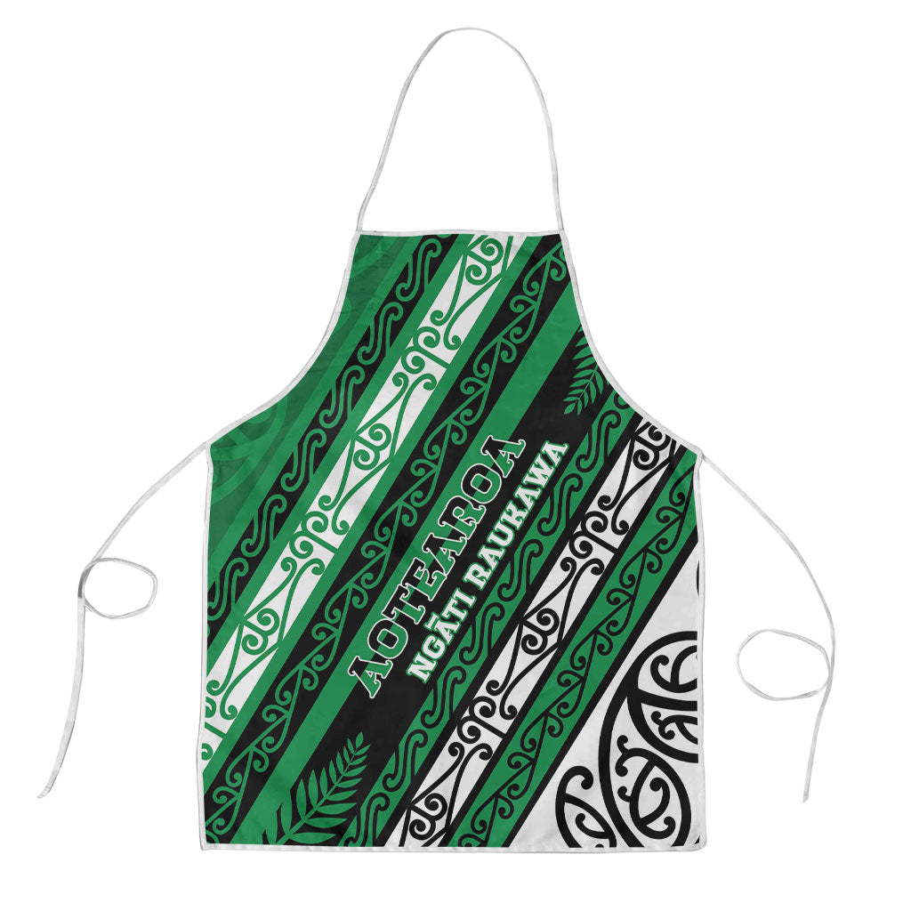 Aotearoa Ngati Raukawa Apron New Zealand Maori Tribal Fern Pattern DT05 Green - Polynesian Pride