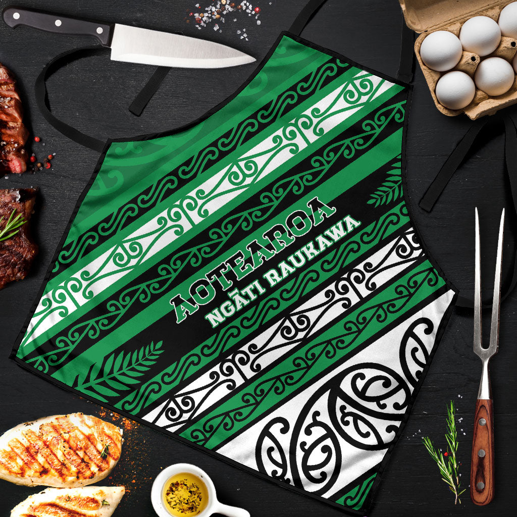 Aotearoa Ngati Raukawa Apron New Zealand Maori Tribal Fern Pattern DT05 Green - Polynesian Pride