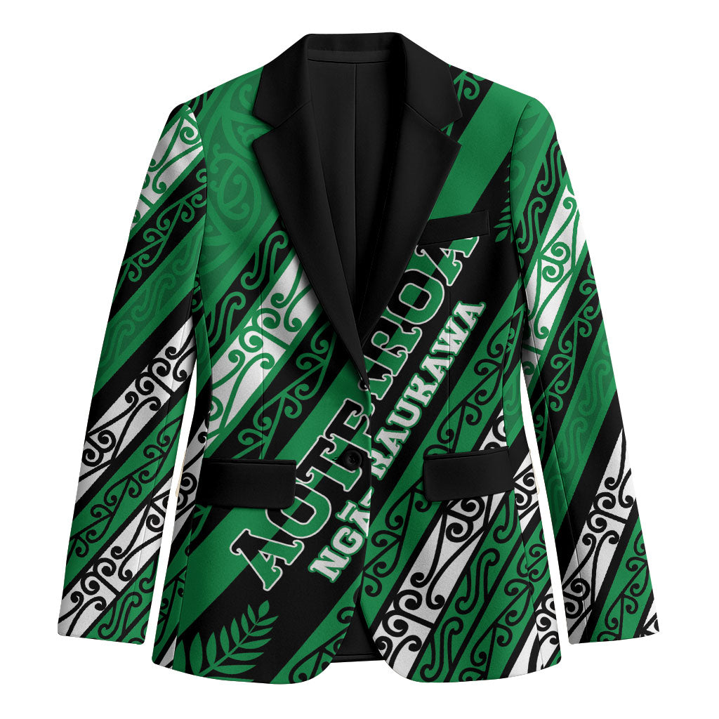 Personalised Aotearoa Ngati Raukawa Blazer New Zealand Maori Tribal Fern Pattern DT05 Unisex Green - Polynesian Pride